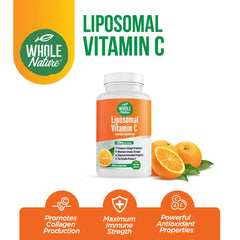 Whole Nature 1200 mg vitamin C label highlights high potency for daily support.