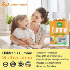 Label on Whole Nature Kids Gummy Multivitamin shows vitamins and natural flavors