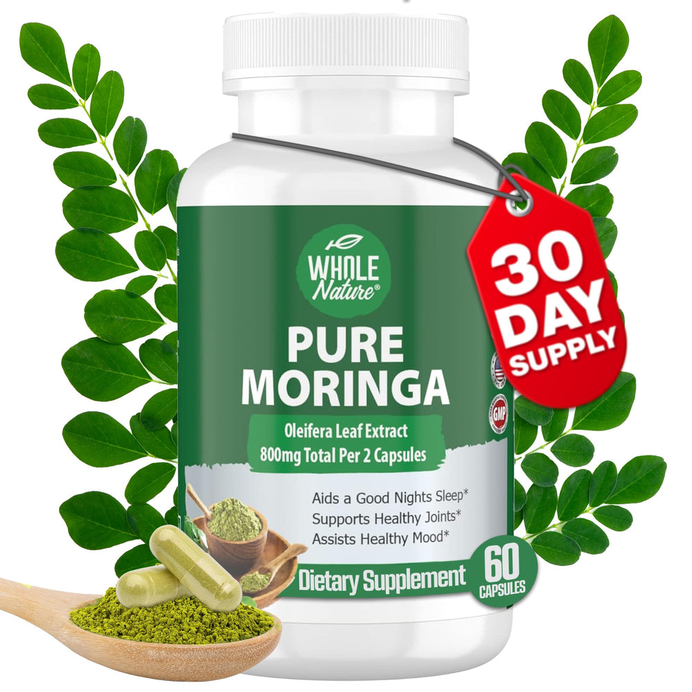 Whole Nature Moringa capsules bottle front for daily energy support.