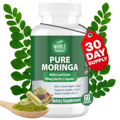 Whole Nature Moringa capsules bottle front for daily energy support.