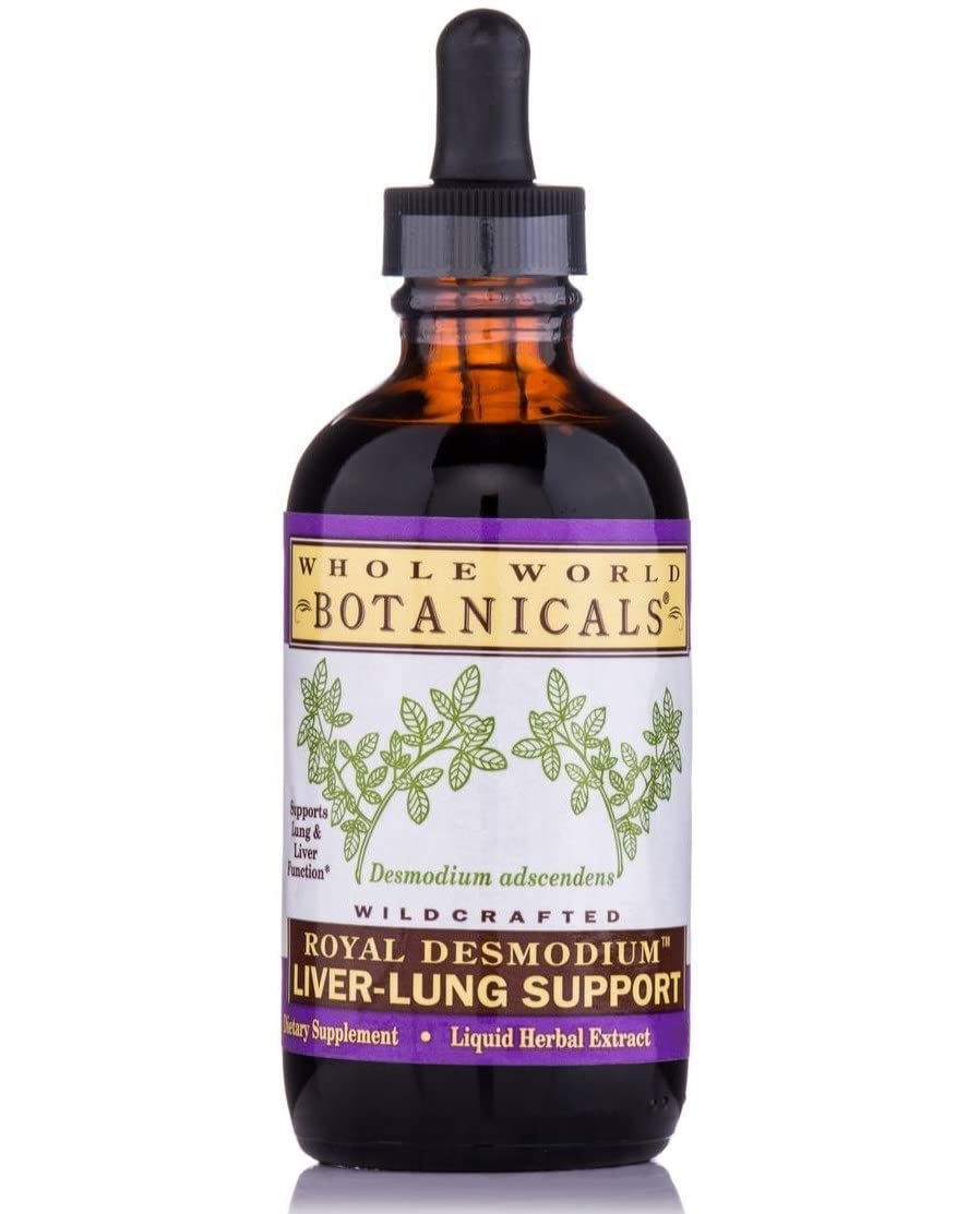 Whole World Botanicals Royal Desmodium bottle for liver-lung support benefits.