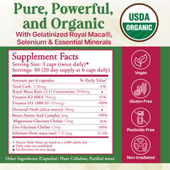 Royal Maca Bone capsules showing smooth texture for daily support.