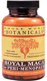 Whole World Botanicals Royal Maca bottle front for perimenopause support