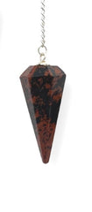 Wholesale Gem Shop mahogany obsidian pendulum closeup showing polished facets for crystal clarity