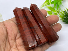 Wholesale Gem Shop red jasper obelisk 70mm side detail emphasizes natural veining and protective symbolism