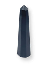 Wholesale Gem Shop black agate obelisk 70mm closeup facets highlights natural patterns for mindful focus