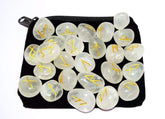 WholesaleGemShop clear quartz rune set with velvet bag for meditation and divination