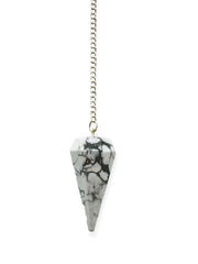 WholesaleGemShop Howlite pendulum with hexagonal facets for mindful dowsing.