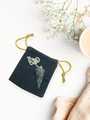 Wholesale Gem Shop larvikite pendulum with velvet pouch for elegant gifting
