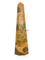 Wholesale Gem Shop Leopard Skin Obelisk 70mm side detail reveals natural pattern for elegant decor