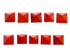 Packed set of ten red jasper pyramids for home altar.