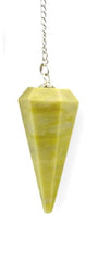 Wholesale Gem Shop serpentine pendulum hexagonal facet close-up for meditation and dowsing