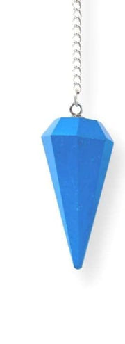 This Wholesale Gem Shop turquoise pendulum features a hexagonal facet for crystal work.
