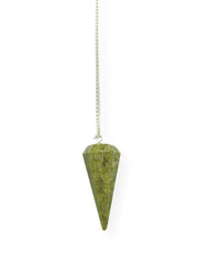 Wholesale Gem Shop Vesuvianite pendulum with hexagonal facet, ideal for focus during meditation