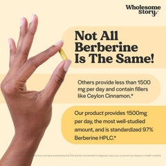 Wholesome Story Berberine vegan capsules arranged to illustrate plant-based design.