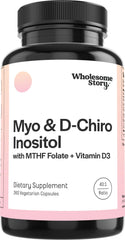 Wholesome Story Myo-Inositol capsules bottle cap showing easy daily dosage