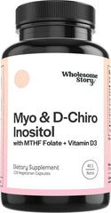 Wholesome Story Myo-Inositol capsules bottle for hormonal balance.