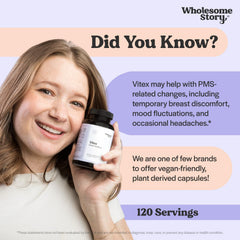 Wholesome Story Vitex vegan capsules on shelf highlighting clean label