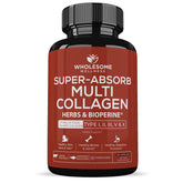 Wholesome Wellness Super-Absorb bottle label supports hair and skin