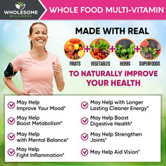 Wholesome Wellness packaging box features vegan, gluten-free formula.