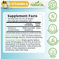 Why Not Natural Vitamin A Drops MCT oil base highlighting absorption-friendly formula