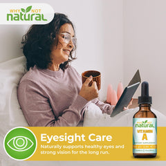 Why Not Natural Vitamin A Drops label close-up showing vegan MCT oil base