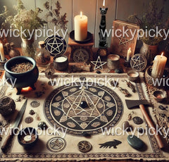 Wickypicky 9 lives blessing candle used for resilient focus during rituals.