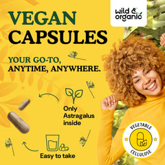 Plant-based formula from Wild & Organic astragalus with vegetable coating.