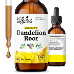 Wild & Organic Dandelion Root Supplement bottle front view for daily liver support
