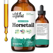 Wild & Organic horsetail tincture bottle for daily hair, skin, and nails support