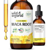 Wild & Organic Maca Root Drops bottle pour shows smooth texture for daily balance