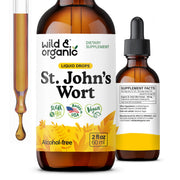 Wild & Organic St. John's Wort tincture bottle for alcohol-free mood support.