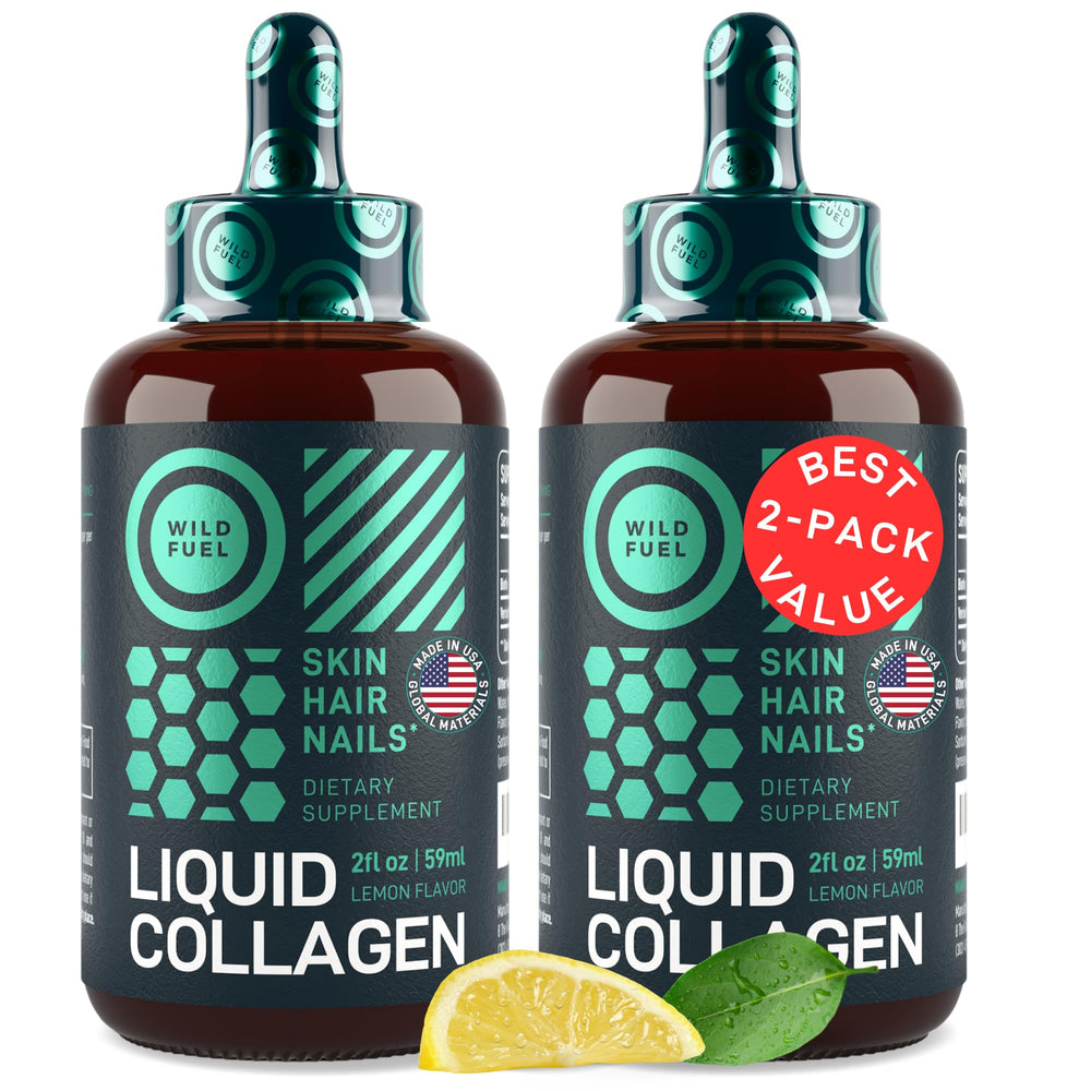 Wild Fuel Liquid Collagen Bottle in a two-pack for daily use.
