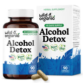 Wild & Organic Alcohol Detox bottle front displaying herbal blend for liver support