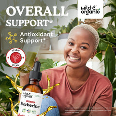 Wild & Organic Berberine Drops pour demonstrates easy dosing for everyday use.