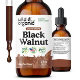 Wild & Organic Black Walnut Tincture bottle shown for vegan detox routine.