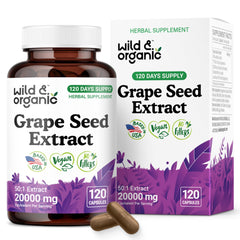 Wild & Organic grape seed extract capsules bottle for daily antioxidant support