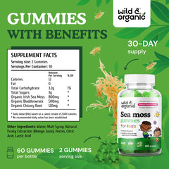Wild & Organic Irish Sea Moss Gummies mango flavor appeals to kids.