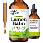 Wild & Organic Lemon Balm Tincture bottle front highlights mood support potential.