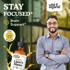 Wild & Organic Lions Mane Liquid Drops dropper ready for precise dosing