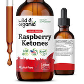Wild & Organic Raspberry Ketones tincture bottle with dropper for daily wellness support