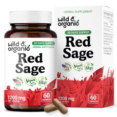 Wild and Organic Red Sage Capsules bottle for daily antioxidant support.