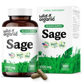 Wild and Organic Sage Capsules bottle front for daily use supporting brain and digestion