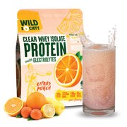 Wild Society Clear Whey Citrus Punch bottle highlights refreshing post-workout hydration