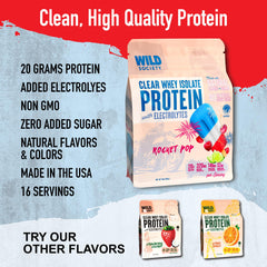 Pouring Wild Society Clear Whey into a glass reveals a light, juice-like texture.