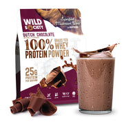 Wild Society Dutch Chocolate whey tub front showing premium grass-fed protein for post-workout recovery