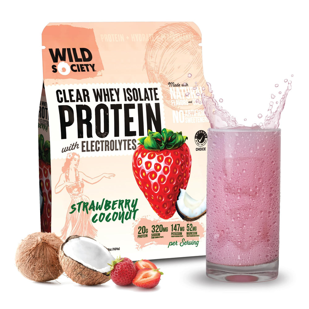 Wild Society Rocket Pop Clear Whey bottle pour for post-workout refreshment.