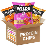 WILDE Protein Chips Variety Pack front view, high-protein keto snacks on the go.