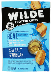 WILDE Snacks Protein Chips Sea Salt Vinegar bag—savory, on-the-go protein snack
