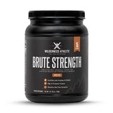 Wilderness Athlete Brute Strength bottle open showing post-workout support and Apple Pie flavor